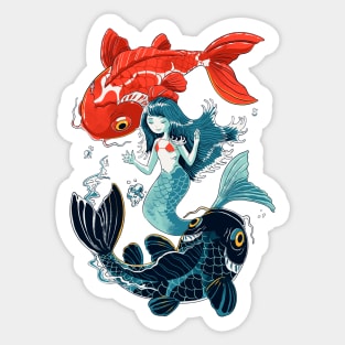 Little Mermaid and Koi Fish Sticker